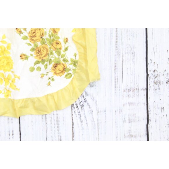 Vintage Yellow White Roses Print Half Waist Kitchen Cooking Apron Size XS-S - Picture 4 of 9